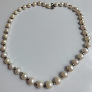 Genuine Pearl Necklace Sterling Silver 925 Beads & Clasp Choker Style